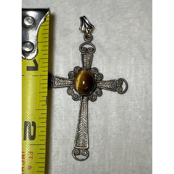 Christian Cross Pendant for Necklace with Center Stone - Picture 4 of 7